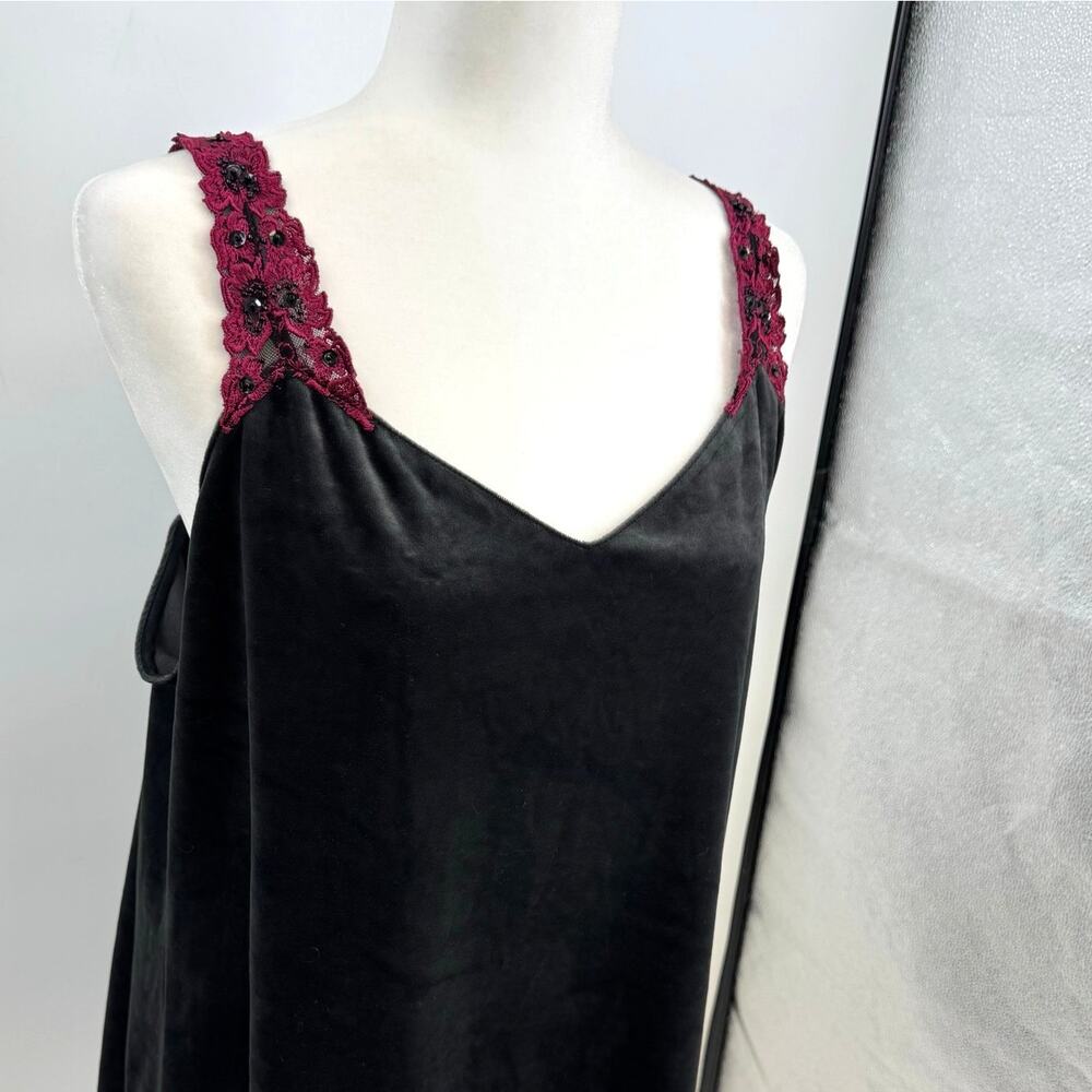 VTG Velvet Chemise Slip Dress XL Gray Sequin Whimsigoth Grunge Gilligan O'Malley